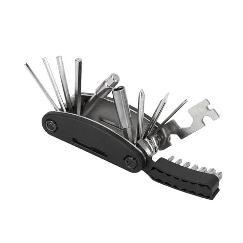 21 in 1 Professional Bike Repair Tool Kit - Integrated Multitool for Emergency Maintenance, Black