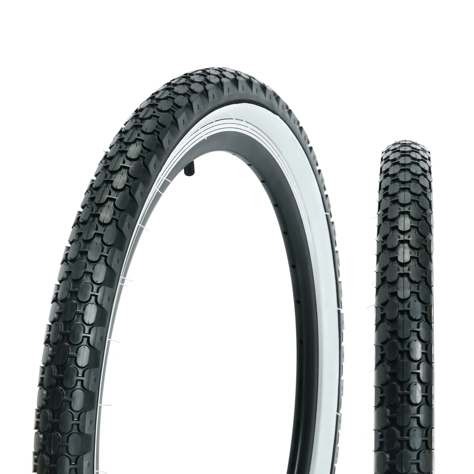 24'/26' x 2.125' Folding Replacement Bike Tires for Beach Cruisers, Non-Slip White Wall Tires