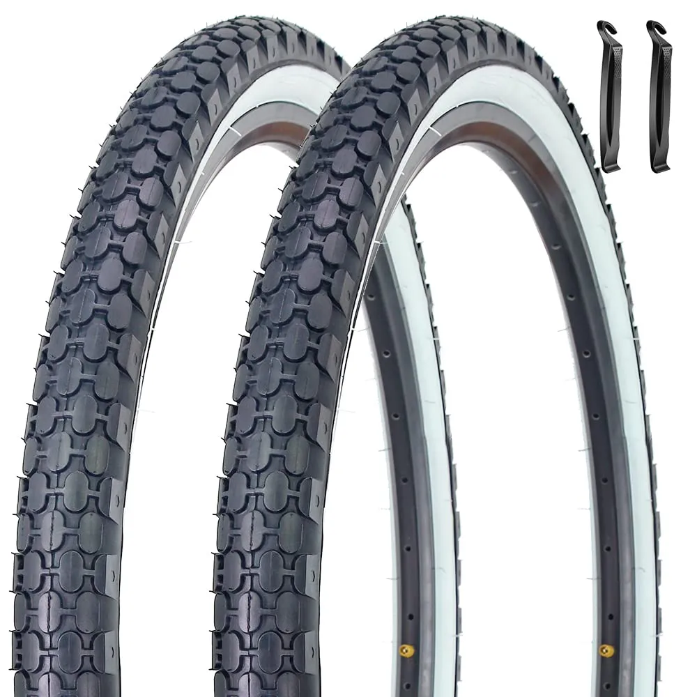 24' 26' Bike Tire 2-Pack Folding Replacement for Beach Cruiser, Durable, Weather Resistant
