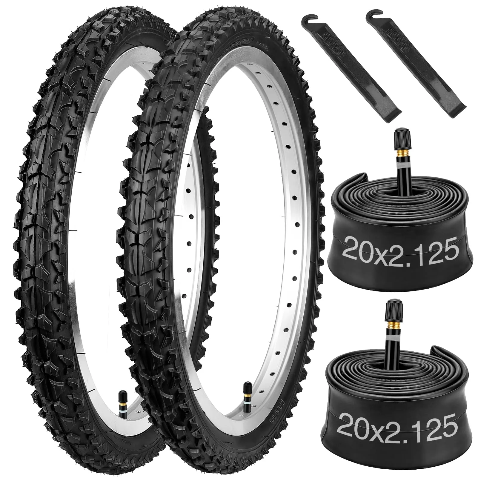 24' Bike Tires 24x1.75 with Tubes and Levers for Off-Road Cycling - Durable and Easy to Install