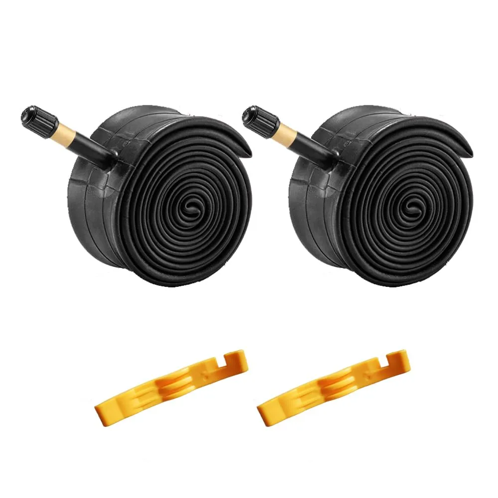 24 Inch Bike Tubes 24x1.9/2.125 AV48mm Schrader Valve - 2 Pack with Tire Levers for Mountain Bikes