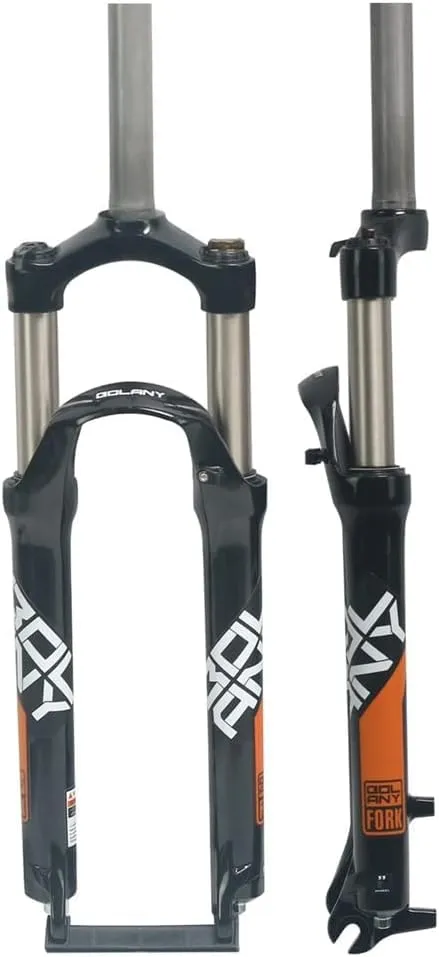 24 Inch Mechanical Mountain Bike Suspension Fork - 100mm Travel, 1-1/8' Straight, Orange