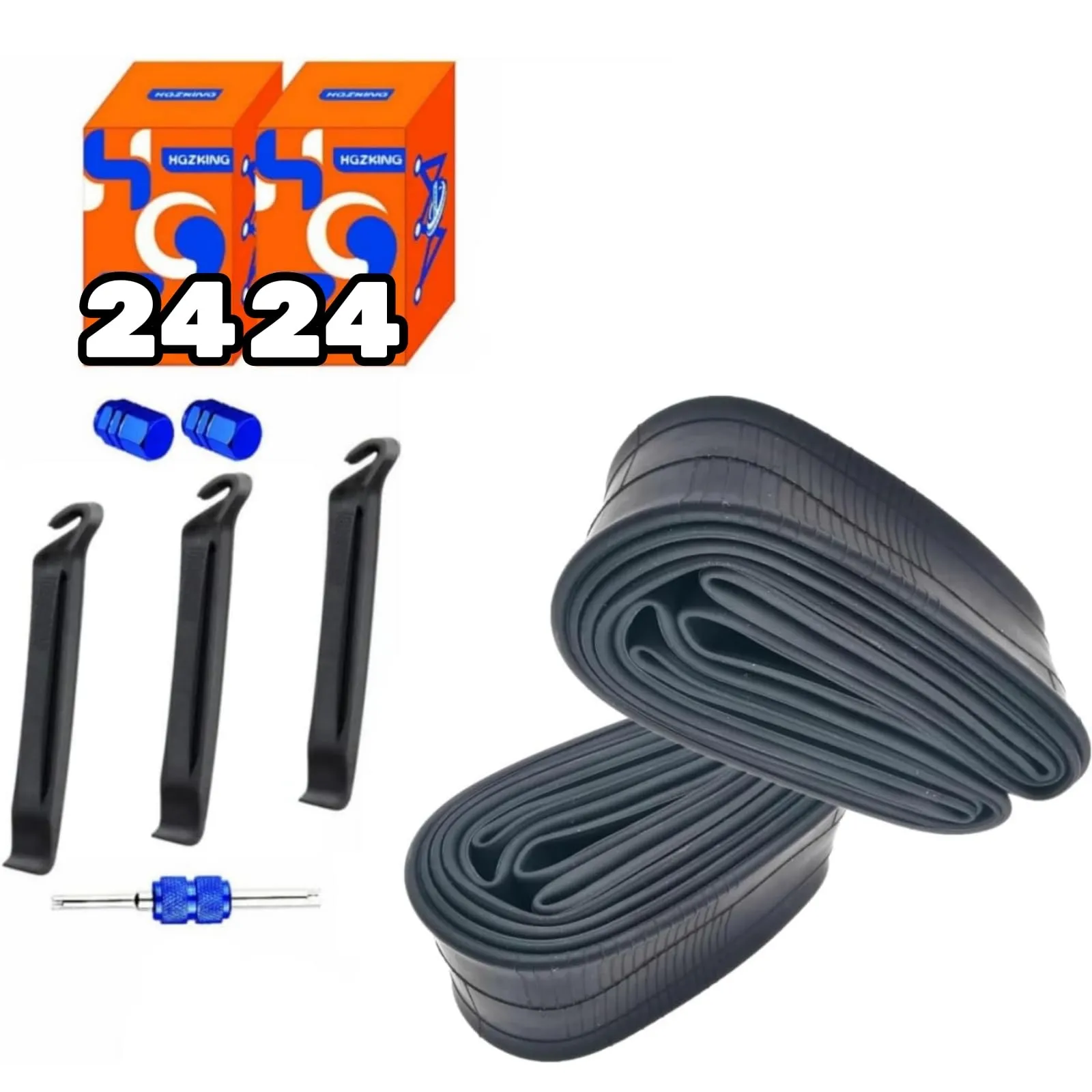 24' Mountain Bike Inner Tube 1.95-2.125 - Durable Butyl Rubber with Valve Core Remover Tool