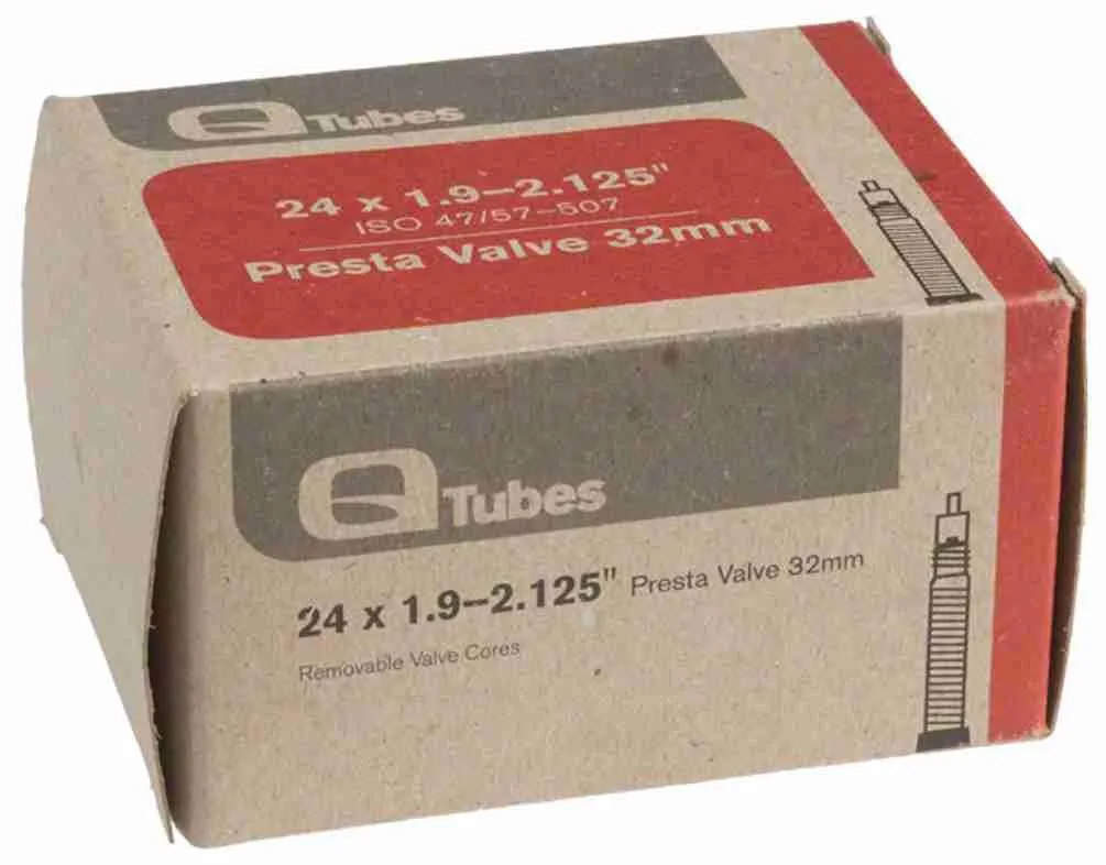 24' x 1.9-2.125' Q-Tubes Presta Valve Tube, 32mm Length, 152g Lightweight Butyl Material