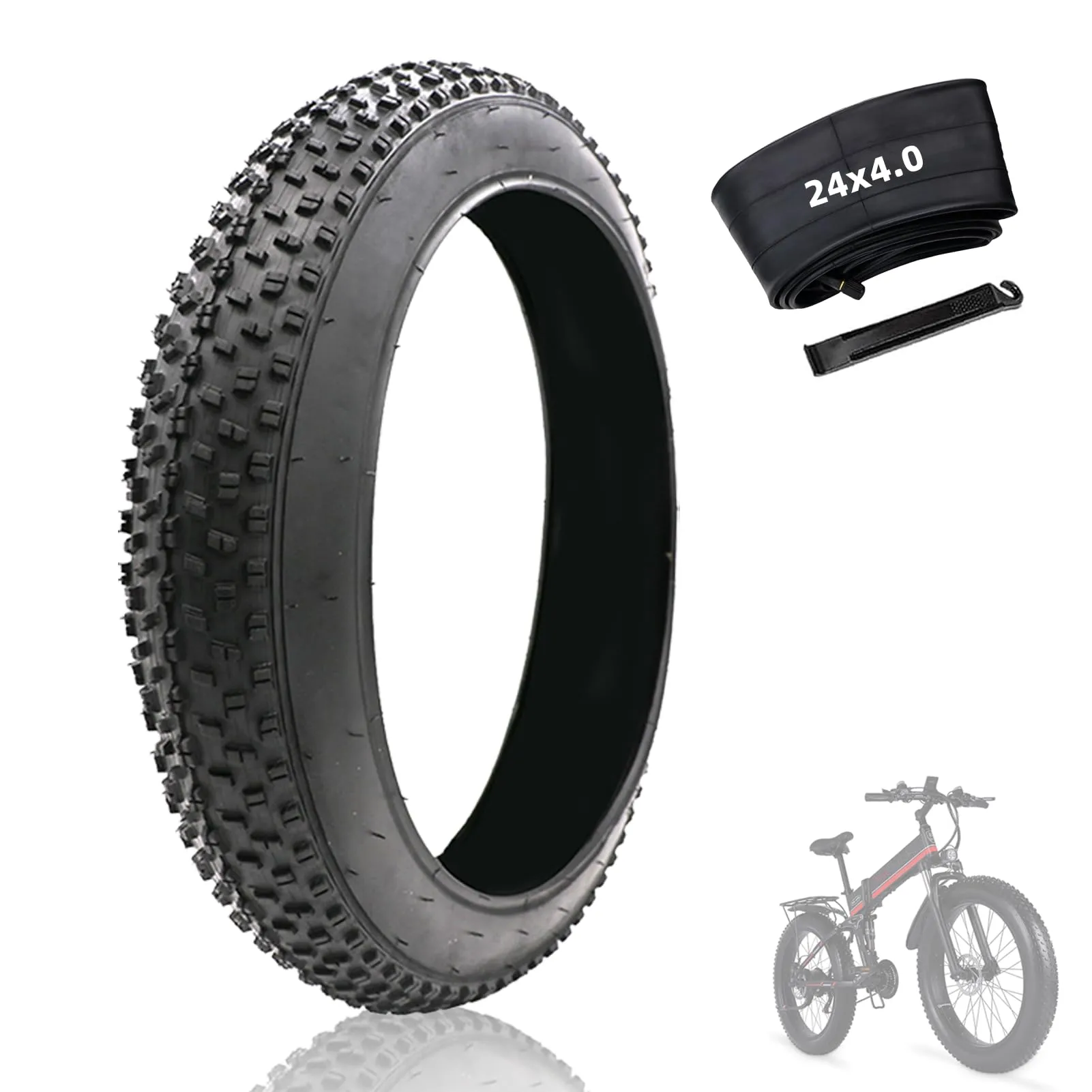 24x4.0/26x4.0 Inch Fat Tires for Ebike - Heavy Duty Puncture Proof Replacement Tire Kit