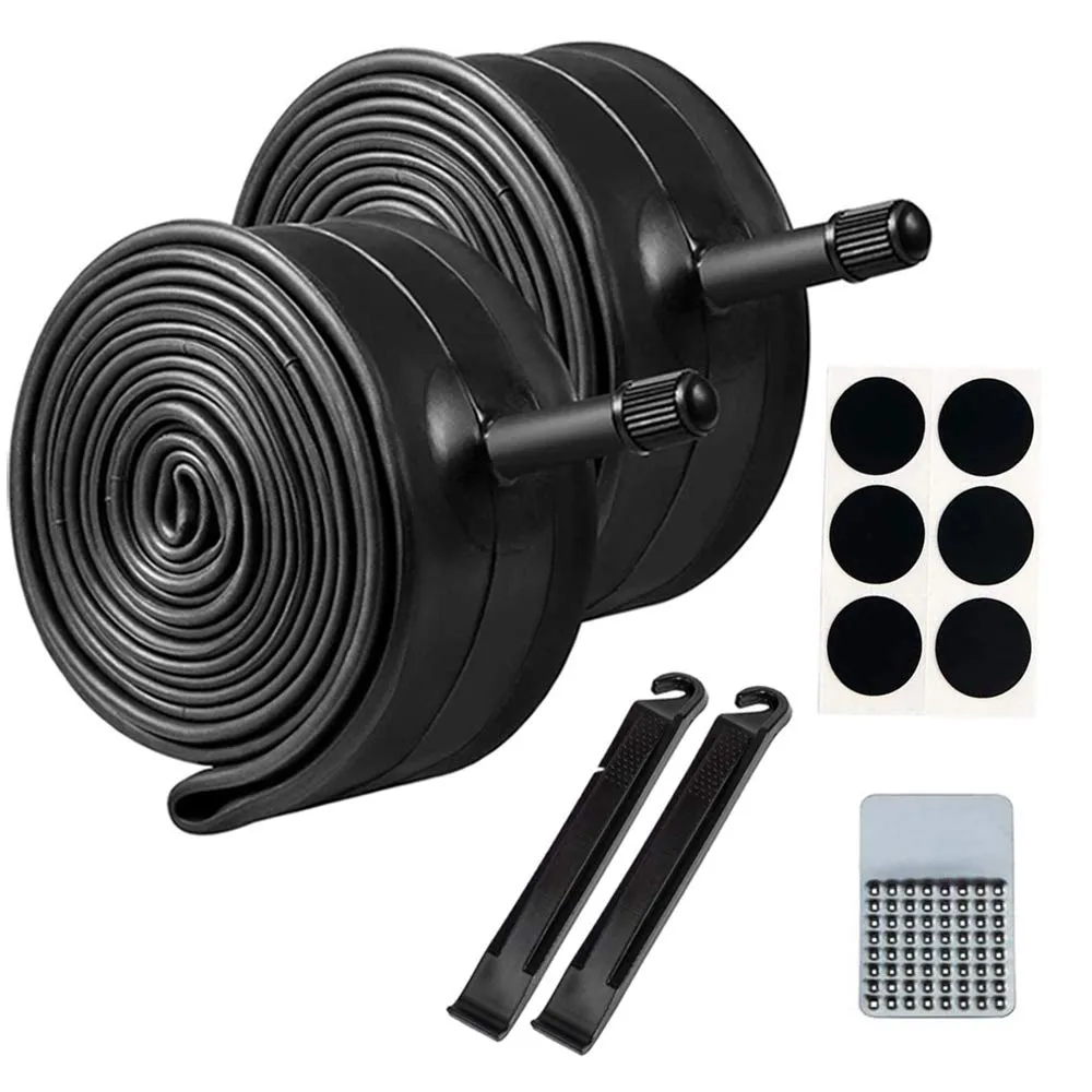 26-Inch Bike Tube 2-Pack with 32mm Schrader Valve, Tire Levers & Adhesive Patches - Vitog