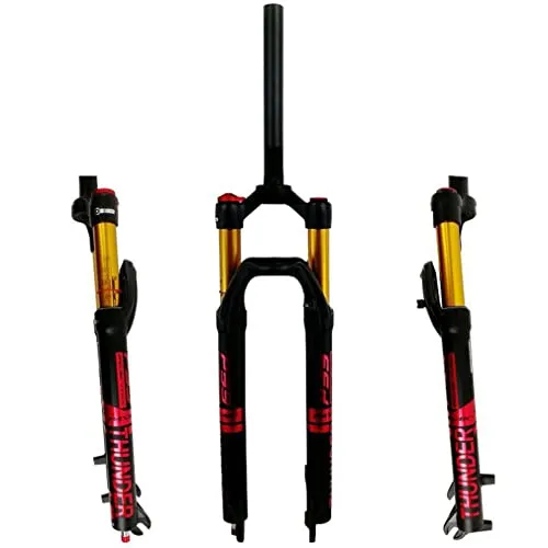 26/27.5/29 Inch Mountain Bike Air Suspension Fork - 120mm Travel, Adjustable Damping, Red Manual