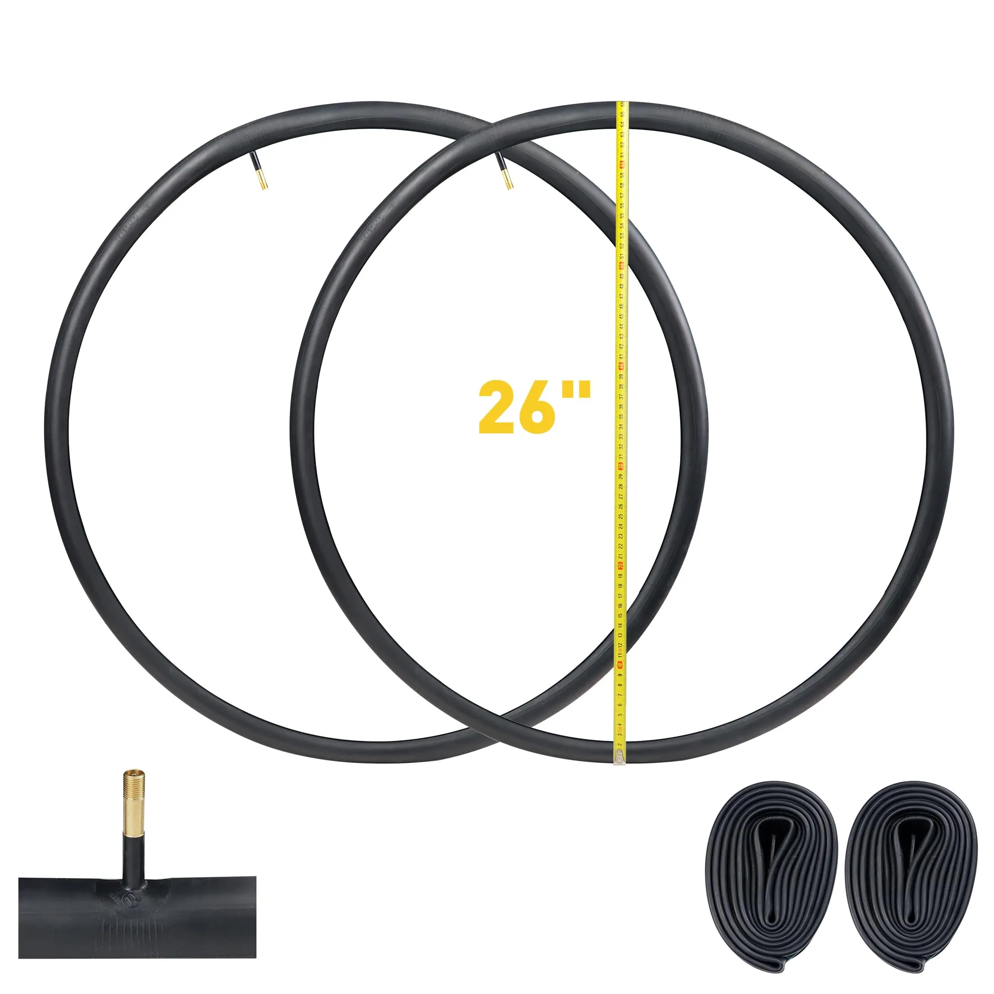 26' Bike Inner Tubes 2 Pack - Compatible with 1.75 to 2.125 Tires, Heavy Duty Butyl Rubber
