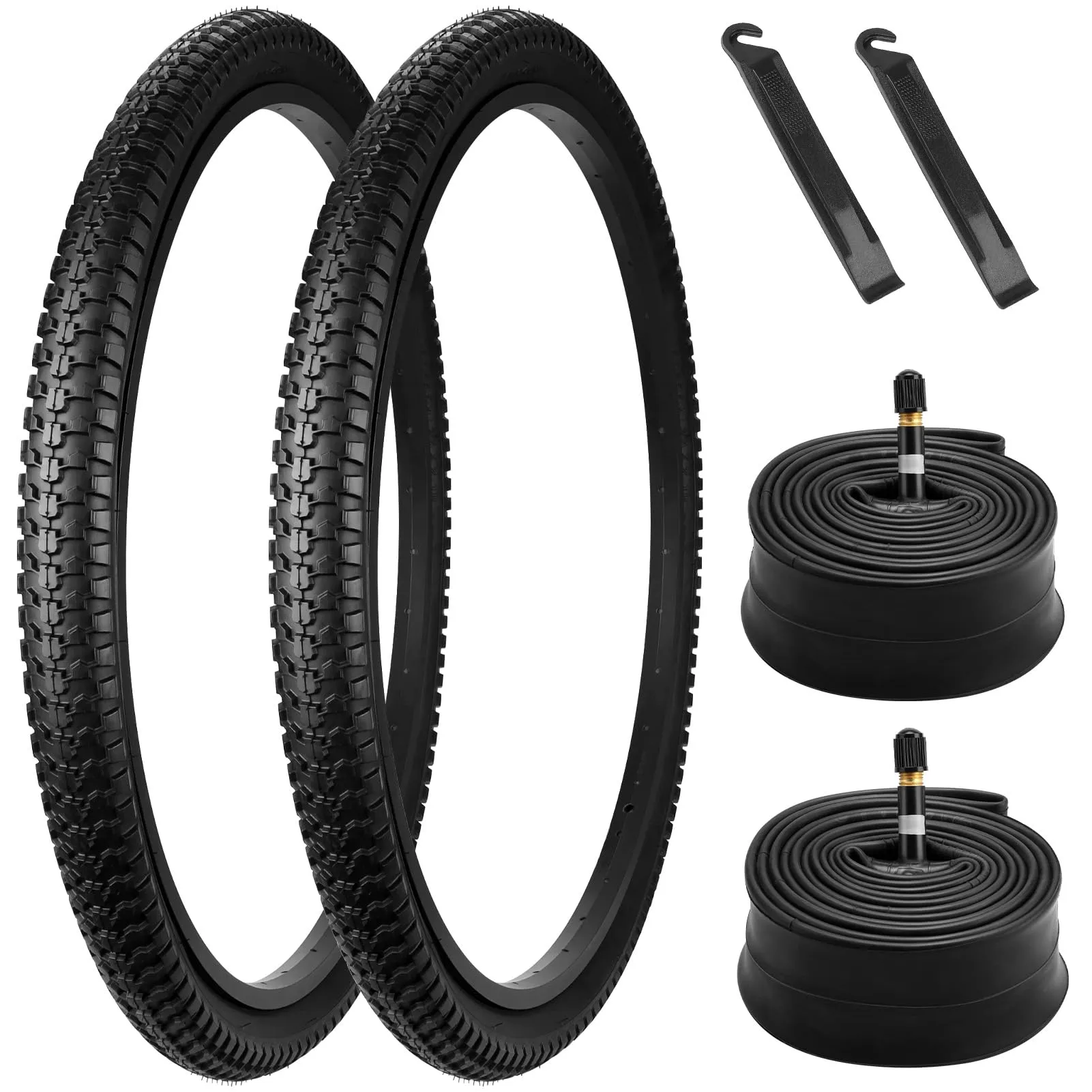 26' Bike Tires 26x2.10 and Tubes with Schrader Valve, 2 Tire Levers for Mountain Cycling
