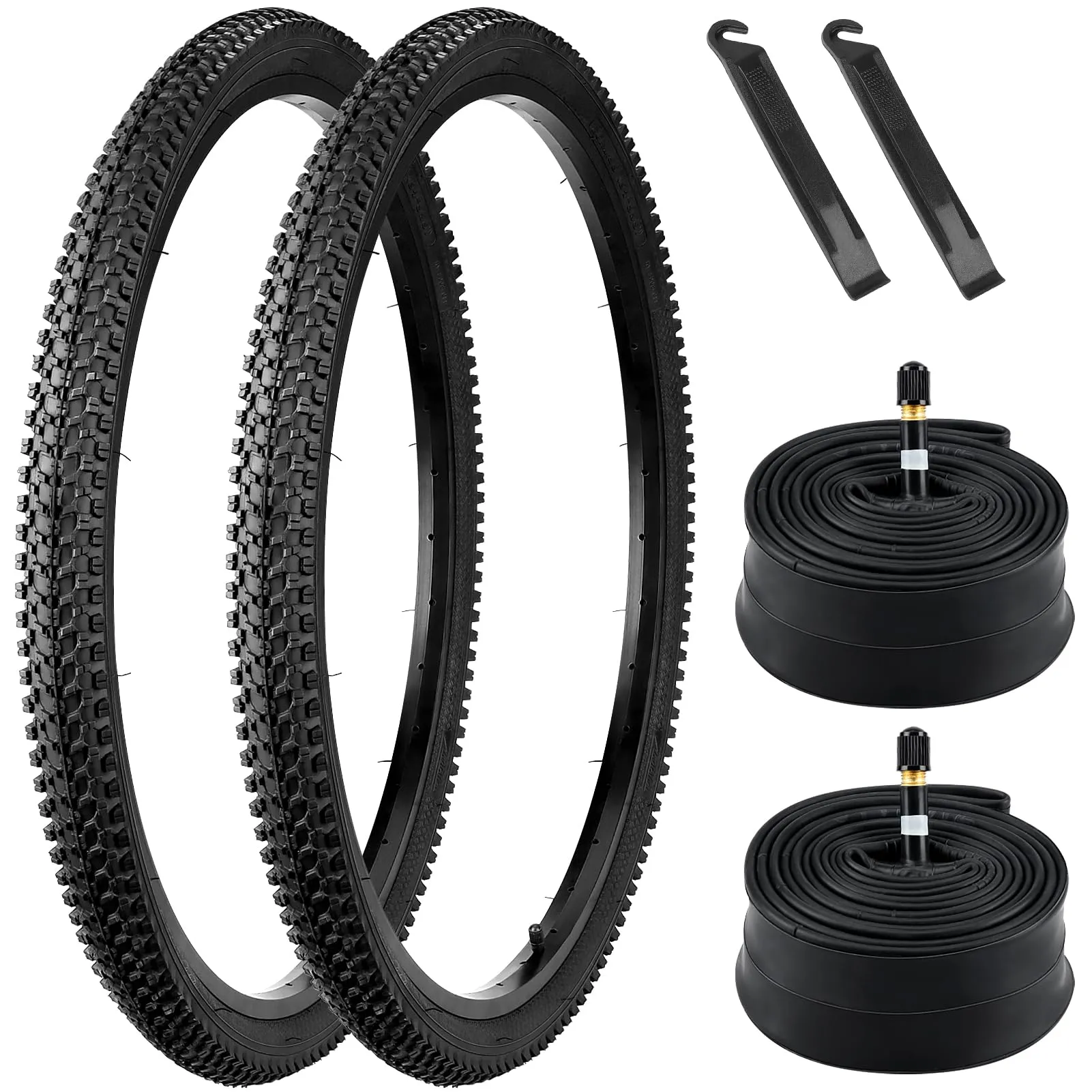 26' Bike Tires and Tubes Set with Tire Levers - High Quality, Easy Install, 26x1.95, Schrader Valve