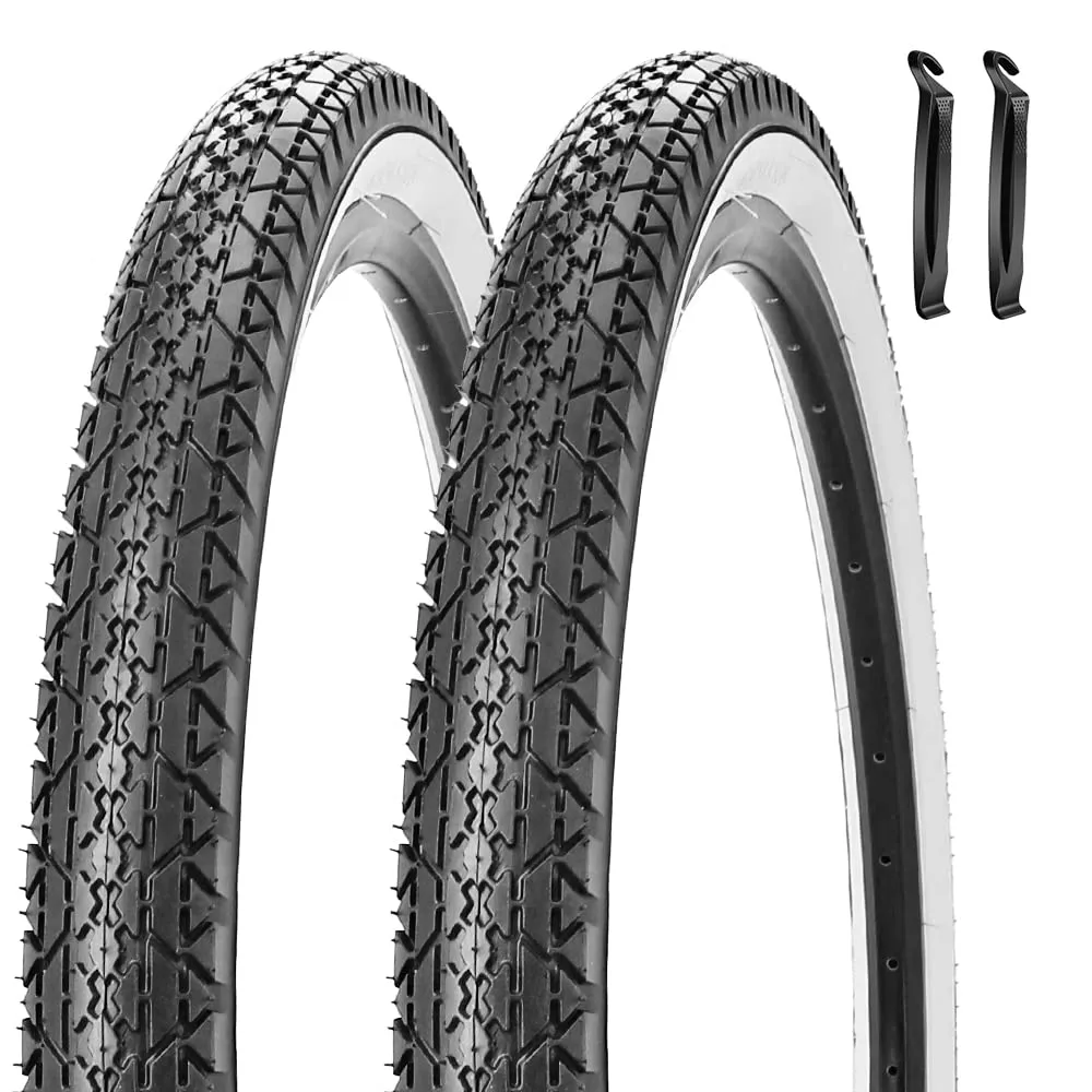 26 Inch Bike Tires 26 X 2.125 Premium Replacement Tires for Beach Cruisers - Black