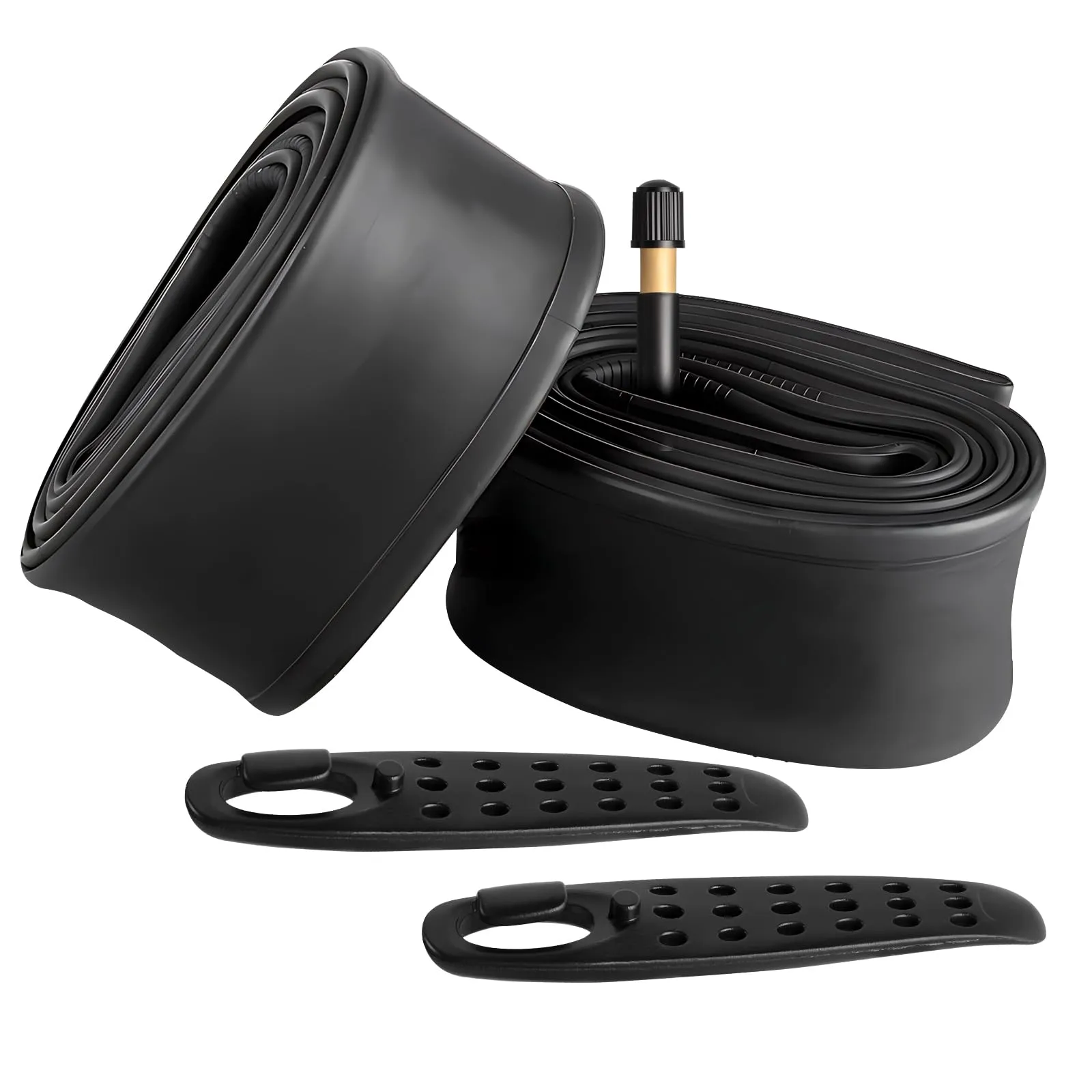 26 Inch Bike Tube 2 Pack - Heavy Duty 26x2.125 to 26x2.40 with 48mm Schrader Valve & Tire Levers