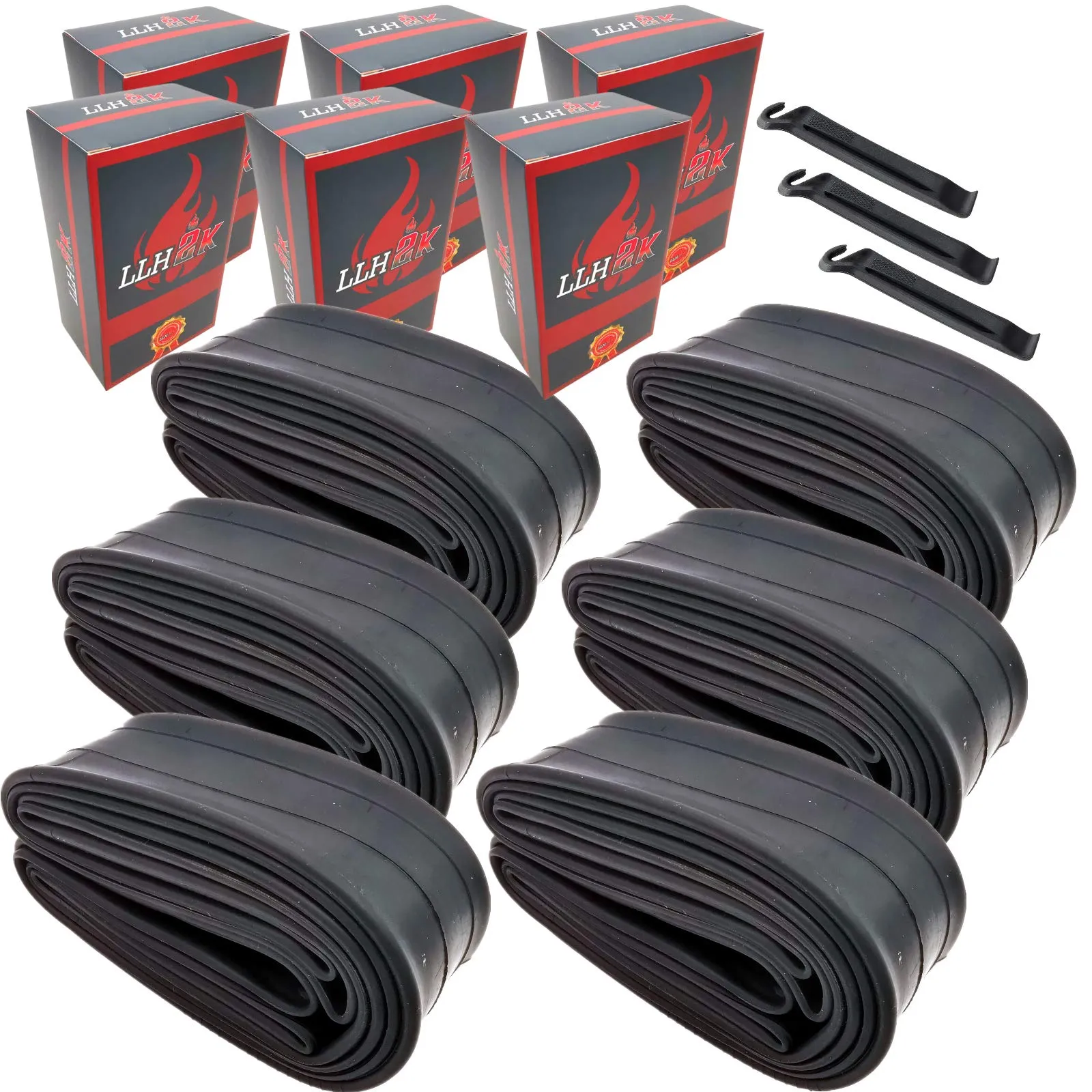26 Inch Bike Tube Schrader Valve 6 Pack - Premium 26'x2.125, 1.95, 1.75 for Most Mountain Bikes