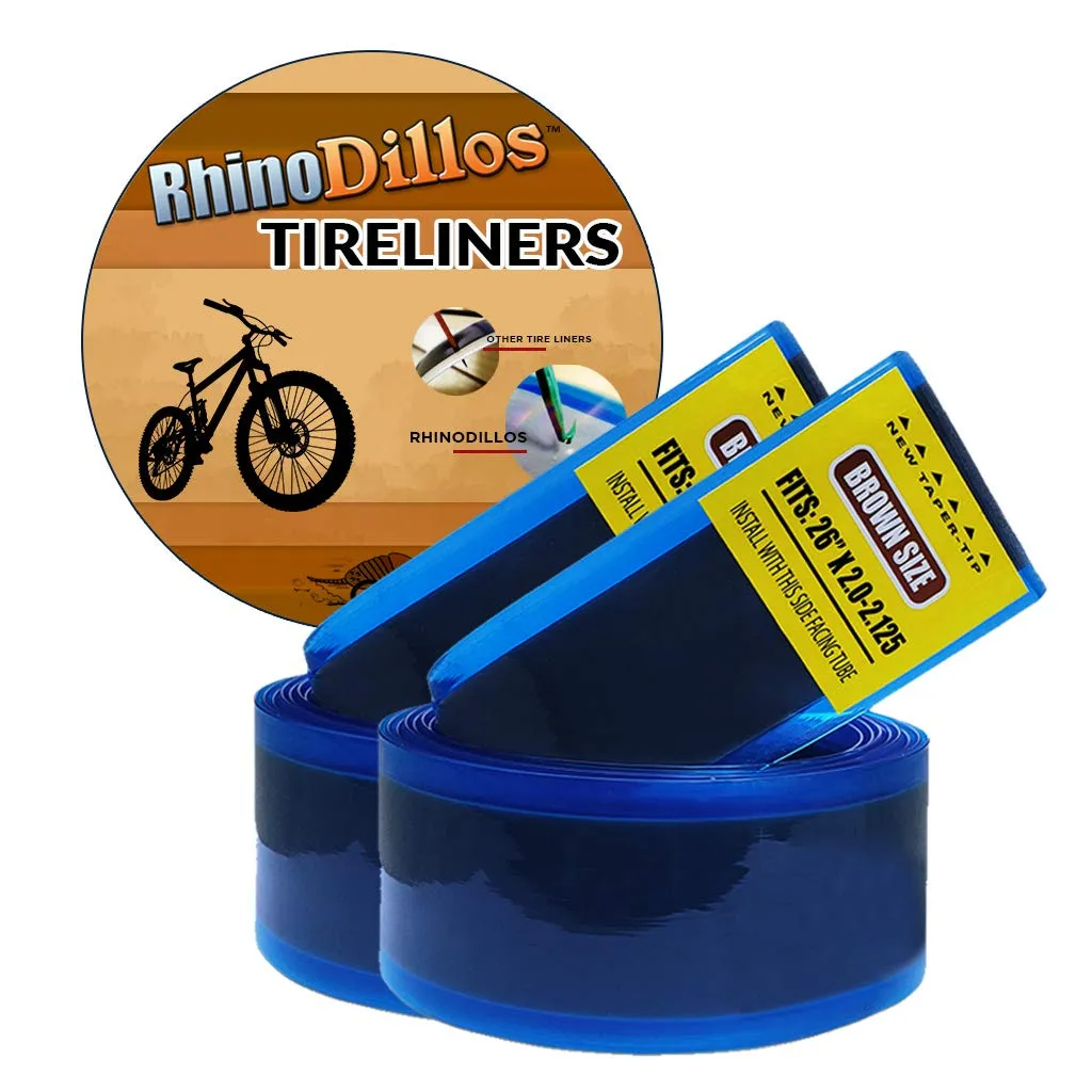 26 Inch Brown Bicycle Tire Liner for Mountain Bikes - RhinoDillo, 1.95-2.35, 2.5' - Pair of 2