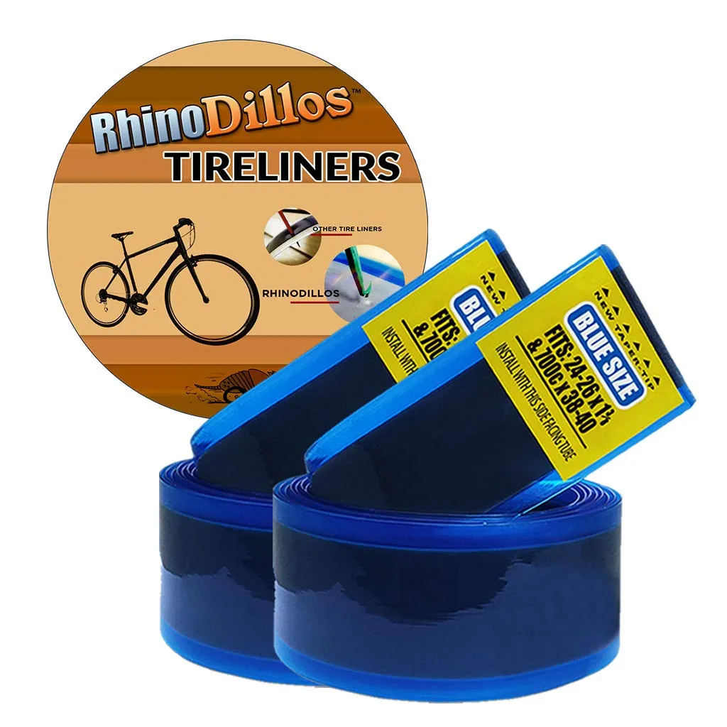 26 Inch RhinoDillo Bicycle Tire Liner - Blue Pair for 26” & 24” X 1 3/8” Tires