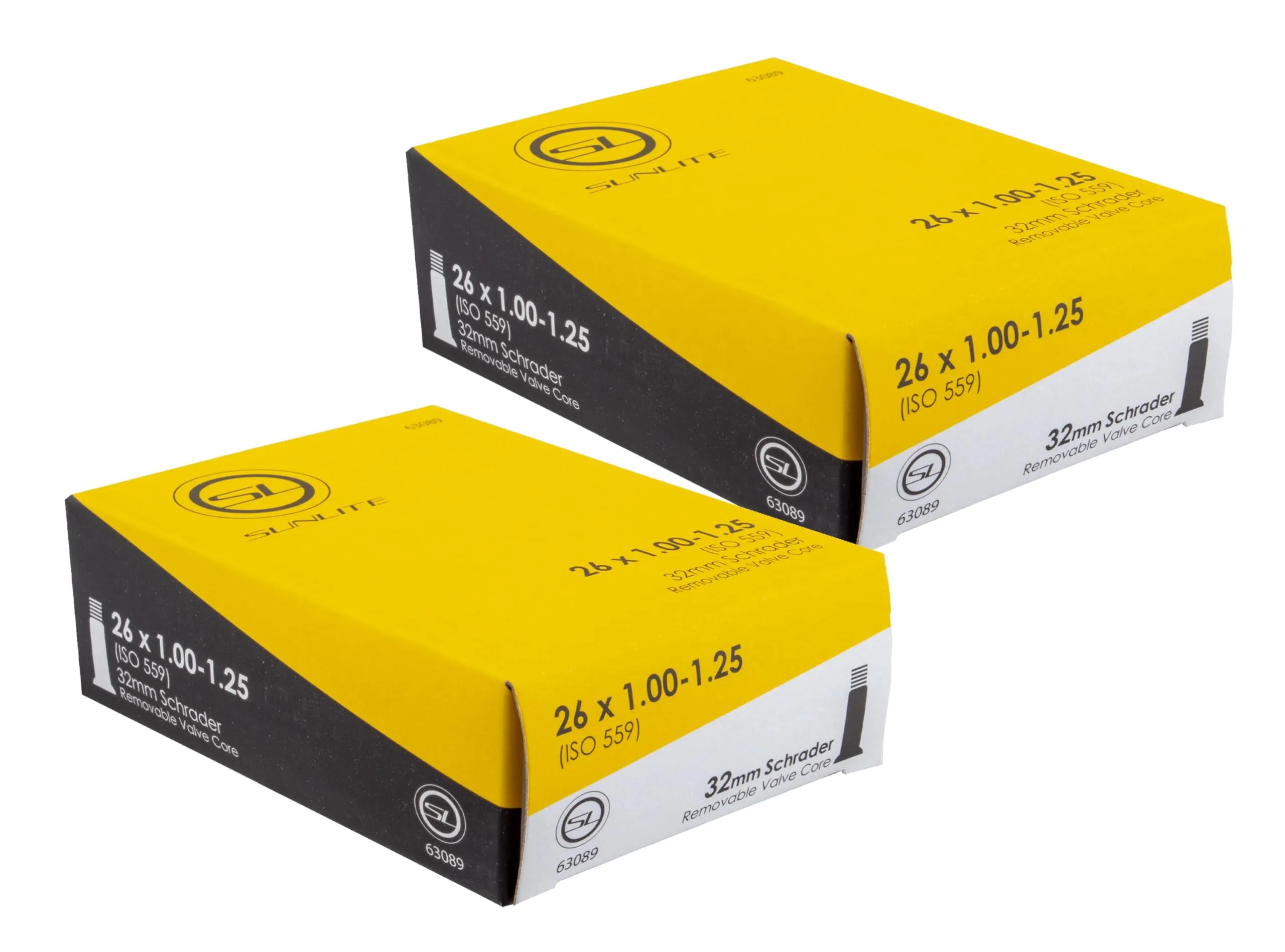 26' Inner Tubes, Select Size 1.00-1.25, Schrader Valve, 1 or 2 Pack for All Bicycle Types