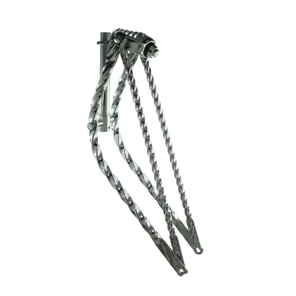 26' Square Twisted Cruiser Spring Fork - Steel, 1' Steerer, 4' Threaded, Various Styles Available