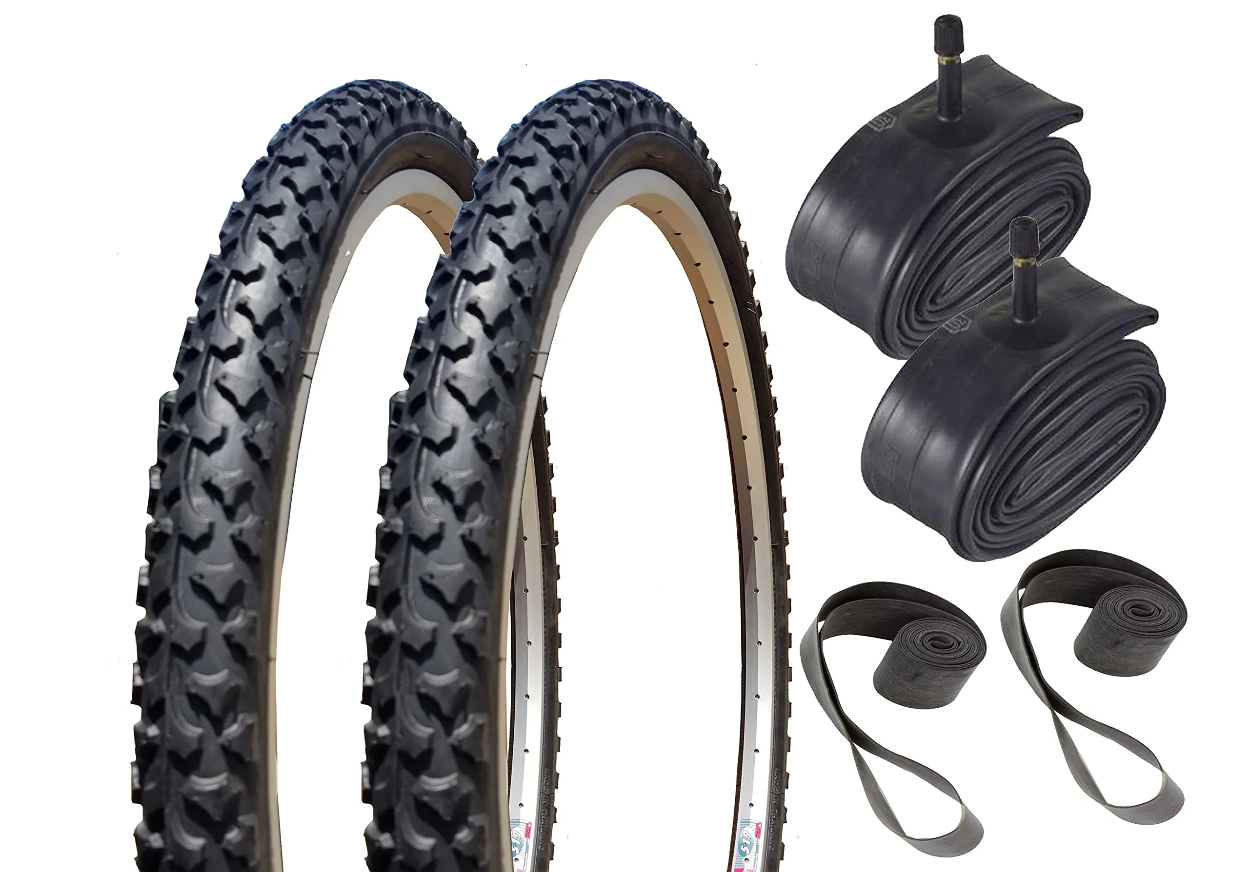 26' x 2.00' Alpha Bite MTB Tire Bundle with Tubes & Rim Strips - High-Pressure, Low Rolling Resistance