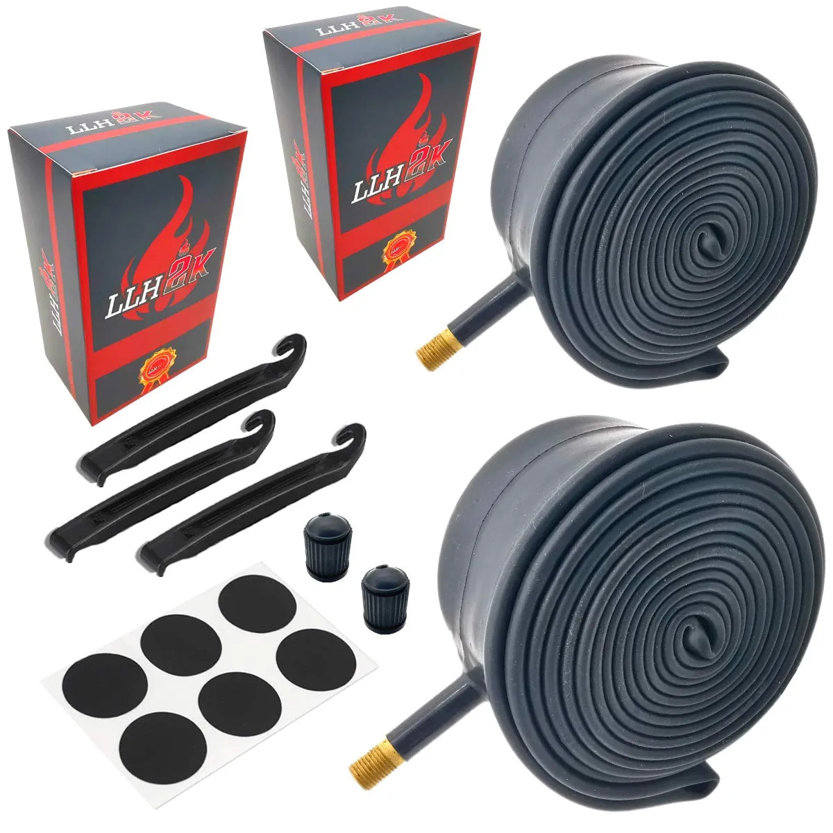 26 X 2.125 Bicycle Tube - Thorn Proof, Compatible With 26 x 1.75/1.95/2.35 - 2 Pack with Levers & Patches