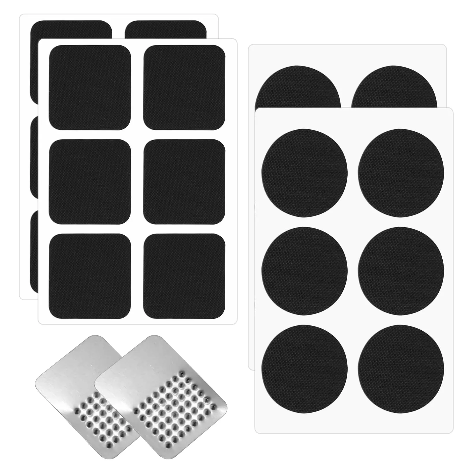 26Pcs Bike Tire Patch Repair Kit - Self-Adhesive Round & Rectangular Patches with Metal Rasps