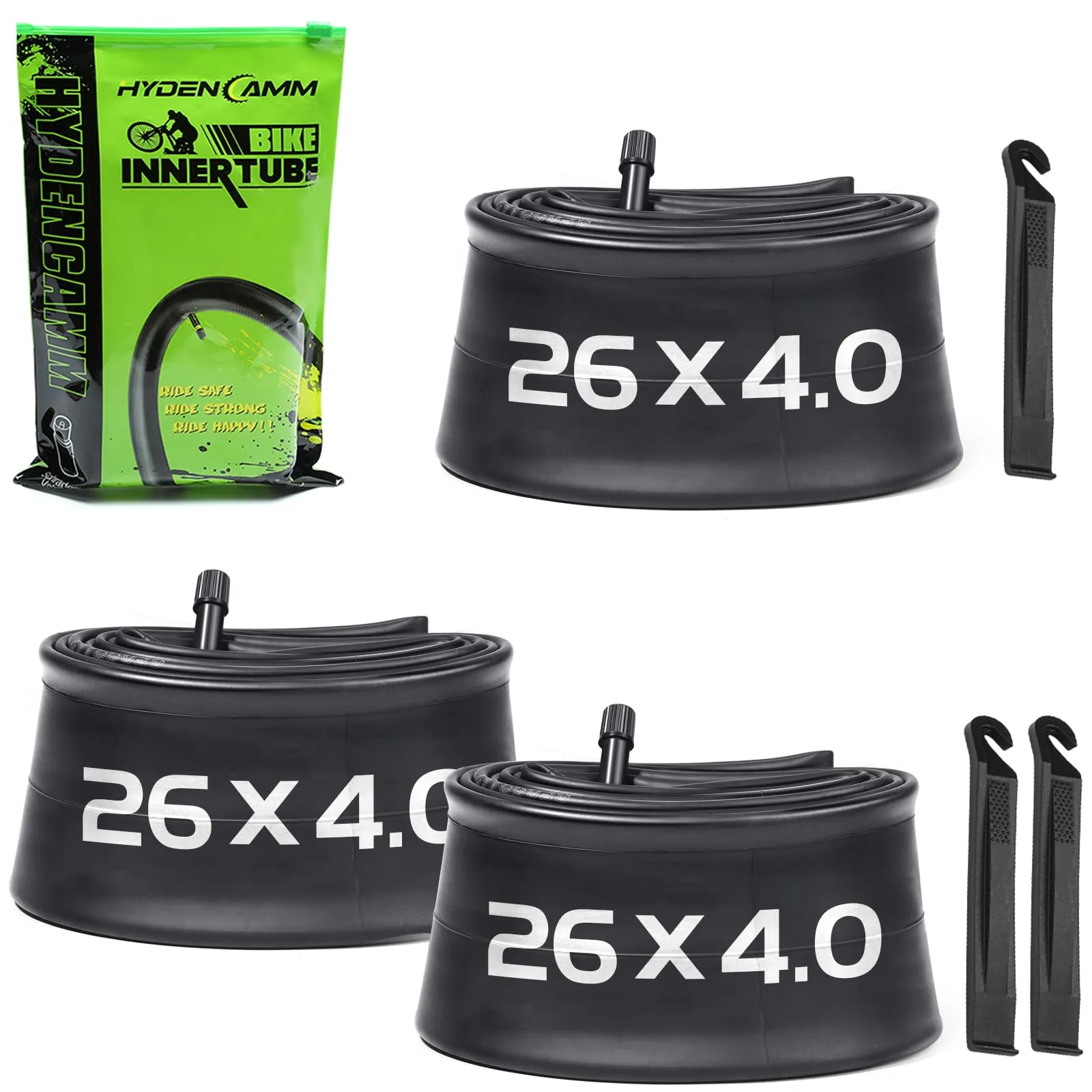 26x4 Fat Tire Tube Pack with Tire Lever - Heavy Duty Butyl Rubber for 26' Fat Bike, 32mm Valve