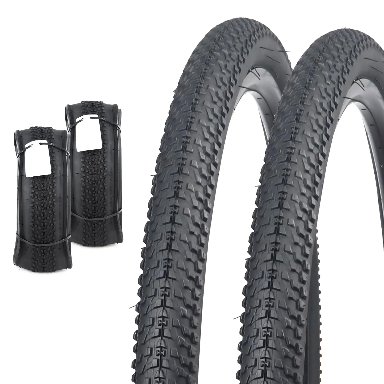 27.5/29 Inch Folding Replacement Mountain Bike Tires - 2 Pack, Anti-Slip, Durable, Easy Install
