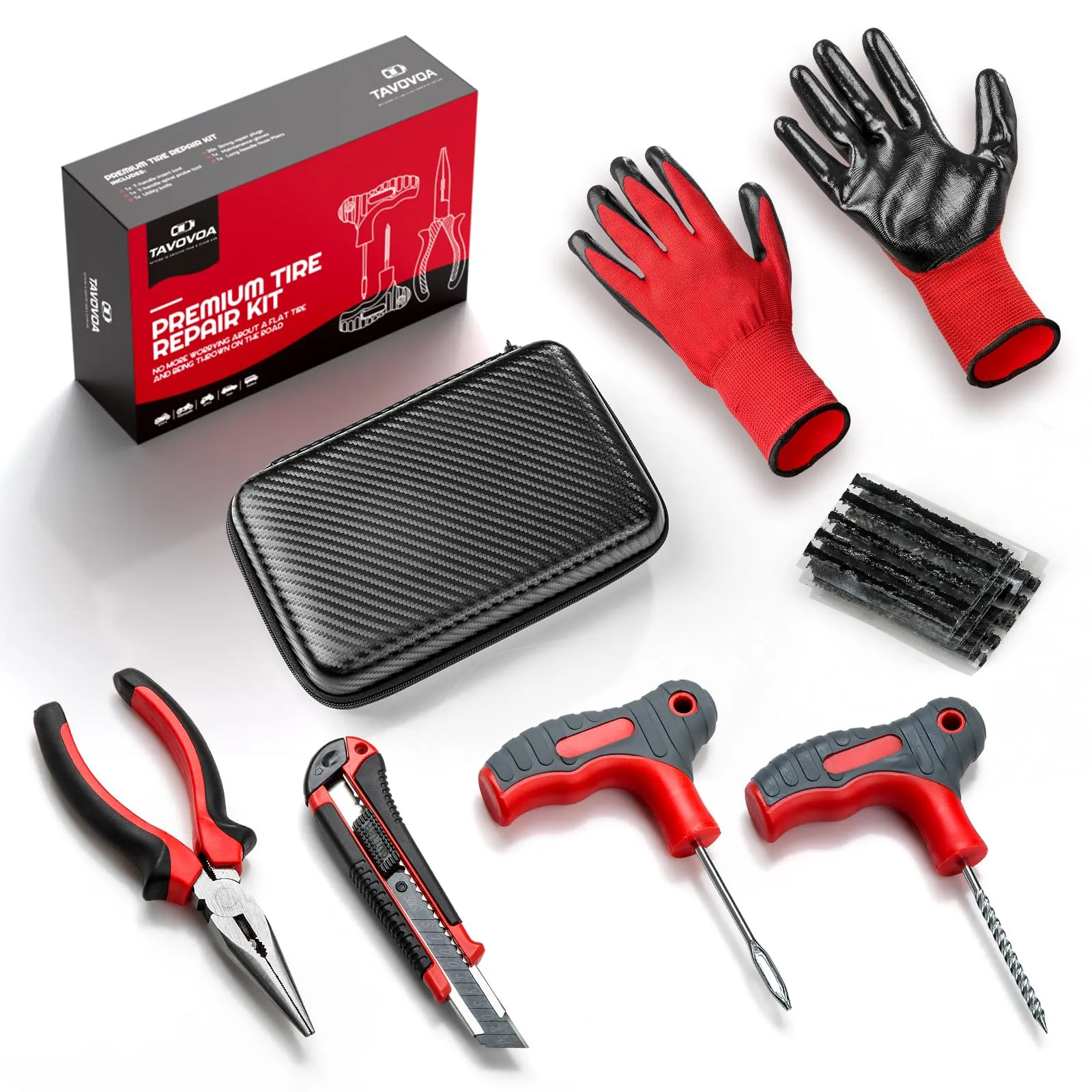 27PCS Flat Tire Repair Kit with Plug - Essential Tool for Car, Motorcycle, Truck, RV & ATV