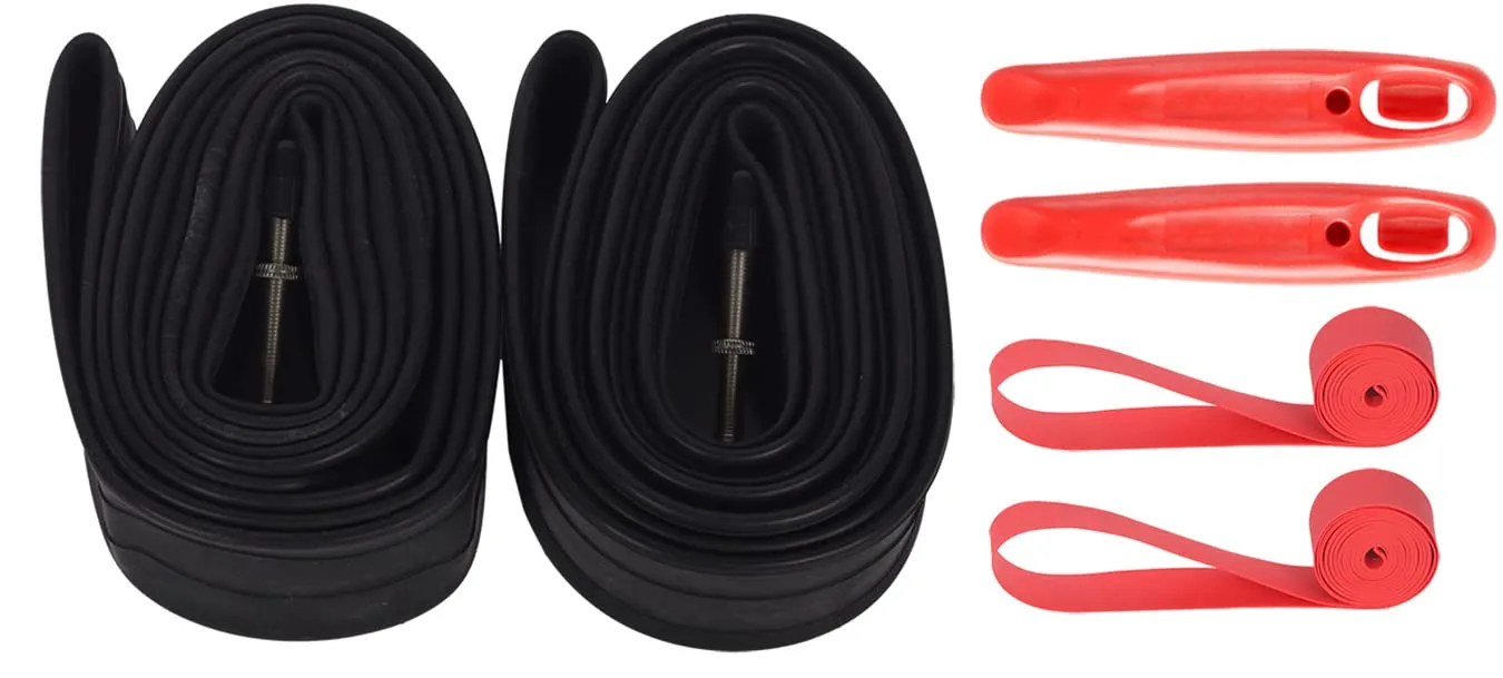 29x1.90/2.35 Bike Inner Tubes - 2 Pack with Tire Levers & Rim Strips - Presta Valve Compatible