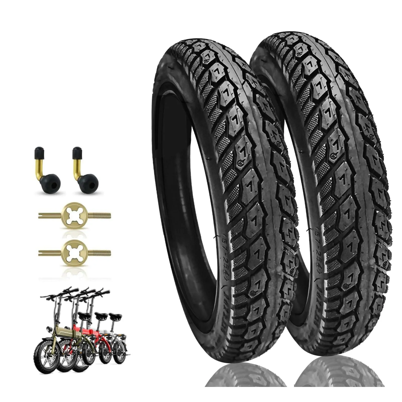 2 Pack 14 Inch Tubeless Electric Bike Tires - Puncture Resistant, Suitable for E-Bikes, 44-55 PSI