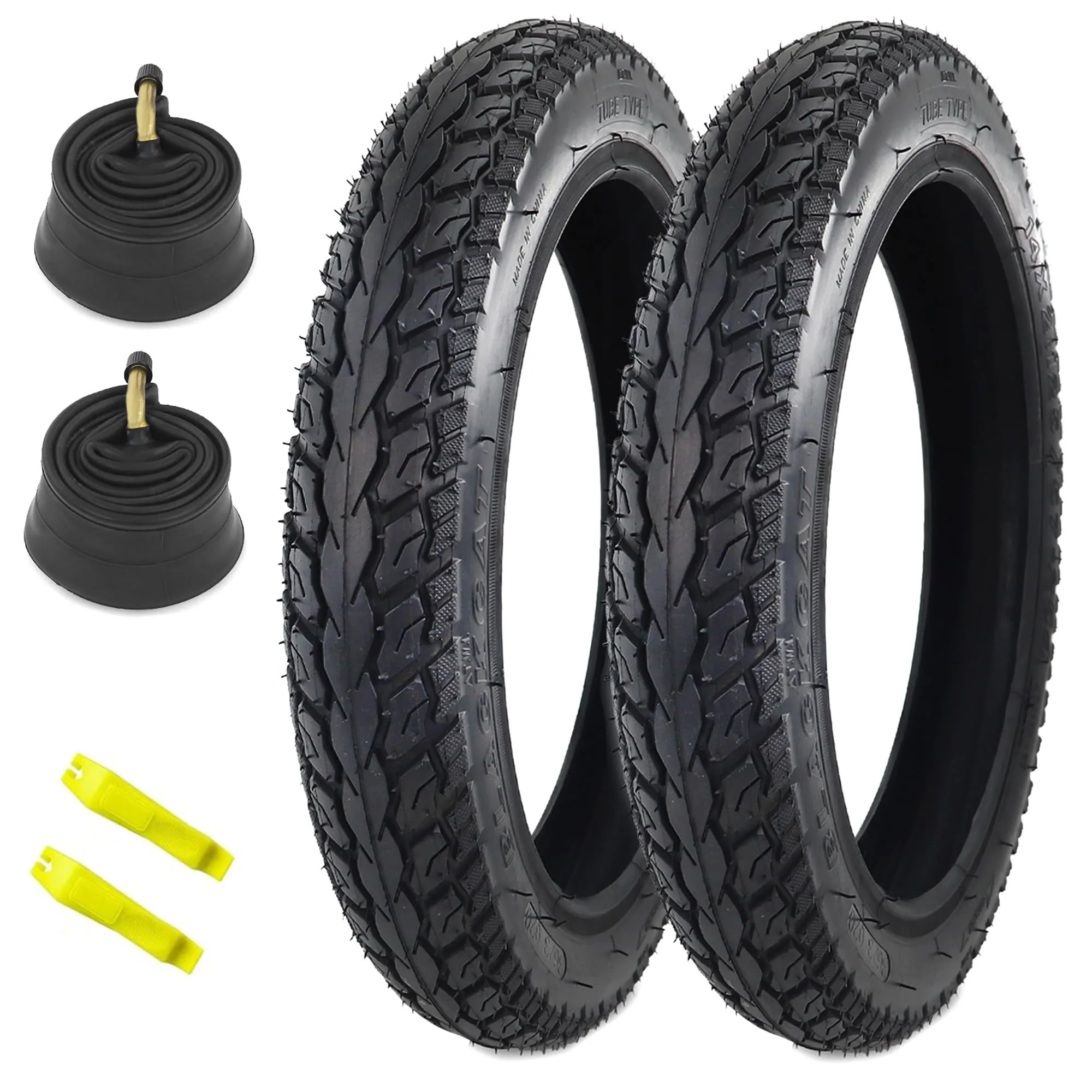 2 Pack 14x2.125 E-Bike Tire for Kids with Tubes, Strong Grip, Durable Replacement for Electric Bicycles