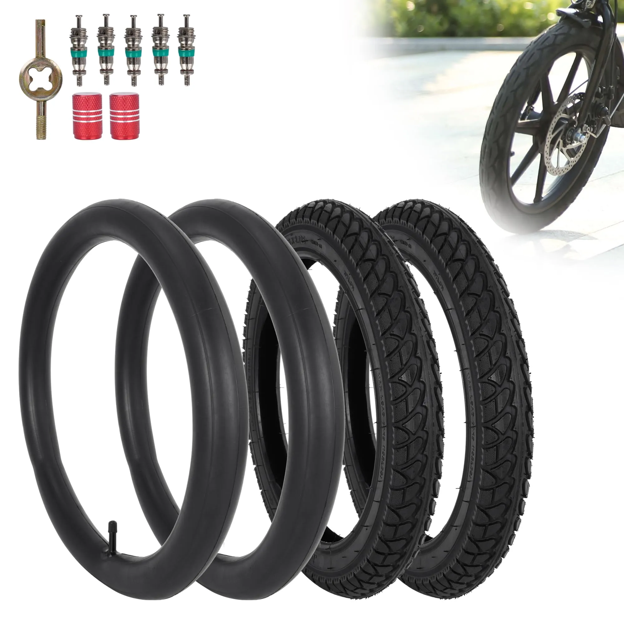 2 Pack 16x2.125 Bike Tire & Inner Tube for Kids Bikes, Motorcycle & Electric Bike Compatibility