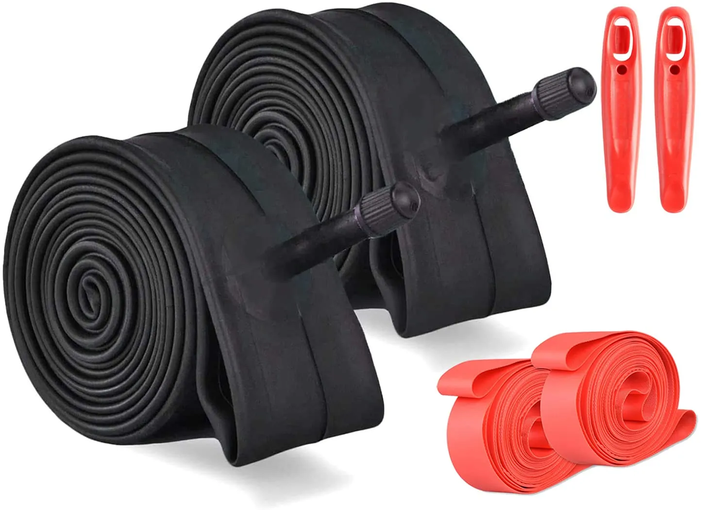 2 Pack 20 Inch Bike Inner Tube 20x1.9/2.125 with Tire Levers & Rim Strips, Schrader Valve