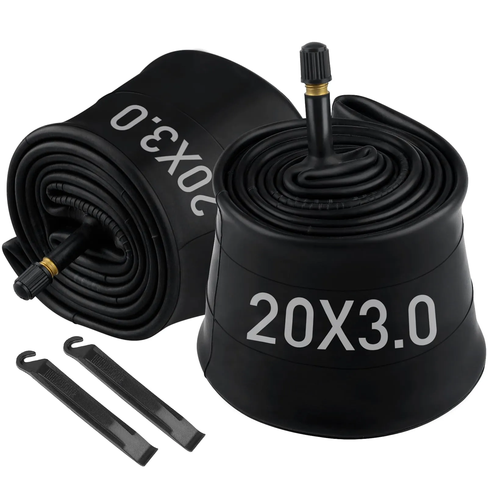 2 Pack 20'x4' Fat Tire Bike Tubes with AV 32mm Valve & Tire Levers for Road/MTB/E-Bike