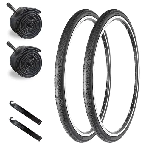 2 Pack 24/26x1 3/8 Vintage Bike Tires with Tubes - Durable, High-Quality Replacement for City Bikes