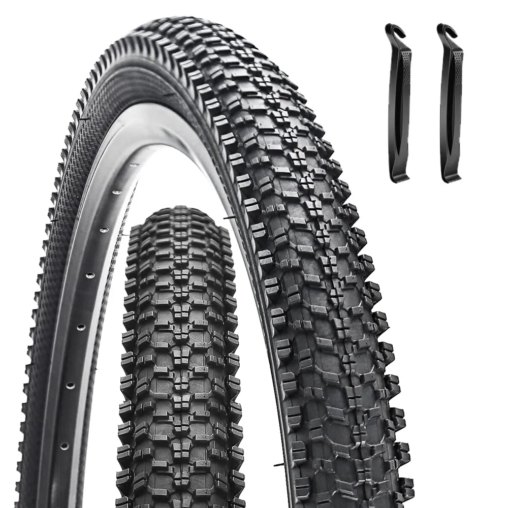 2 Pack 24 x 1.95 Inch Folding Mountain Bike Tires with Levers - Durable, High-Performance Tread