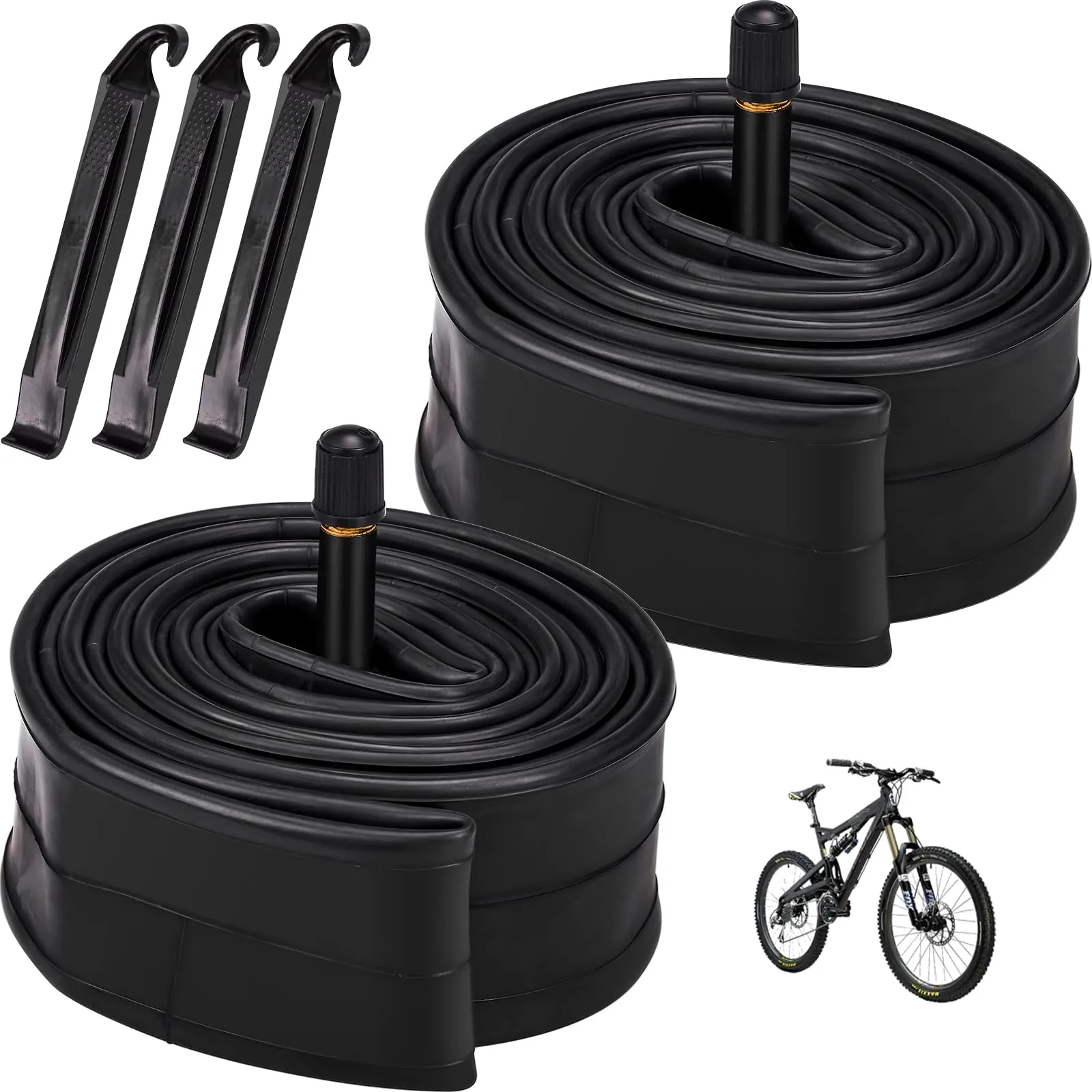 2 Pack 26' Bike Tubes 26 x 1.75/2.125 AV 48mm Schrader Valve, Durable Butyl Rubber, Easy Install