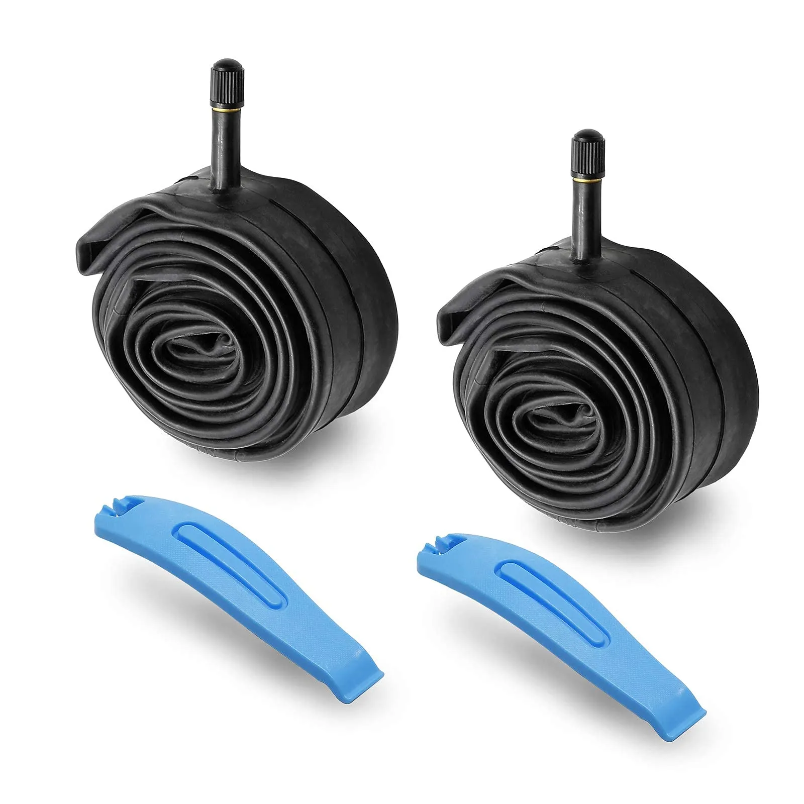 2 Pack 26 Inch Bike Tubes with Tire Levers, Durable Butyl Rubber, Schrader Valve, Easy Install