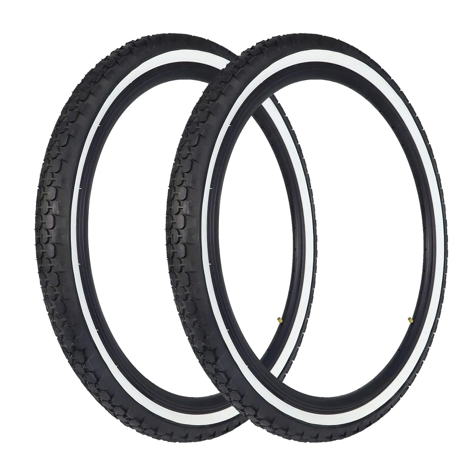 2 Pack 26' White Side Wall Bike Tires - Strong Grip Replacement for City & Mountain Bikes