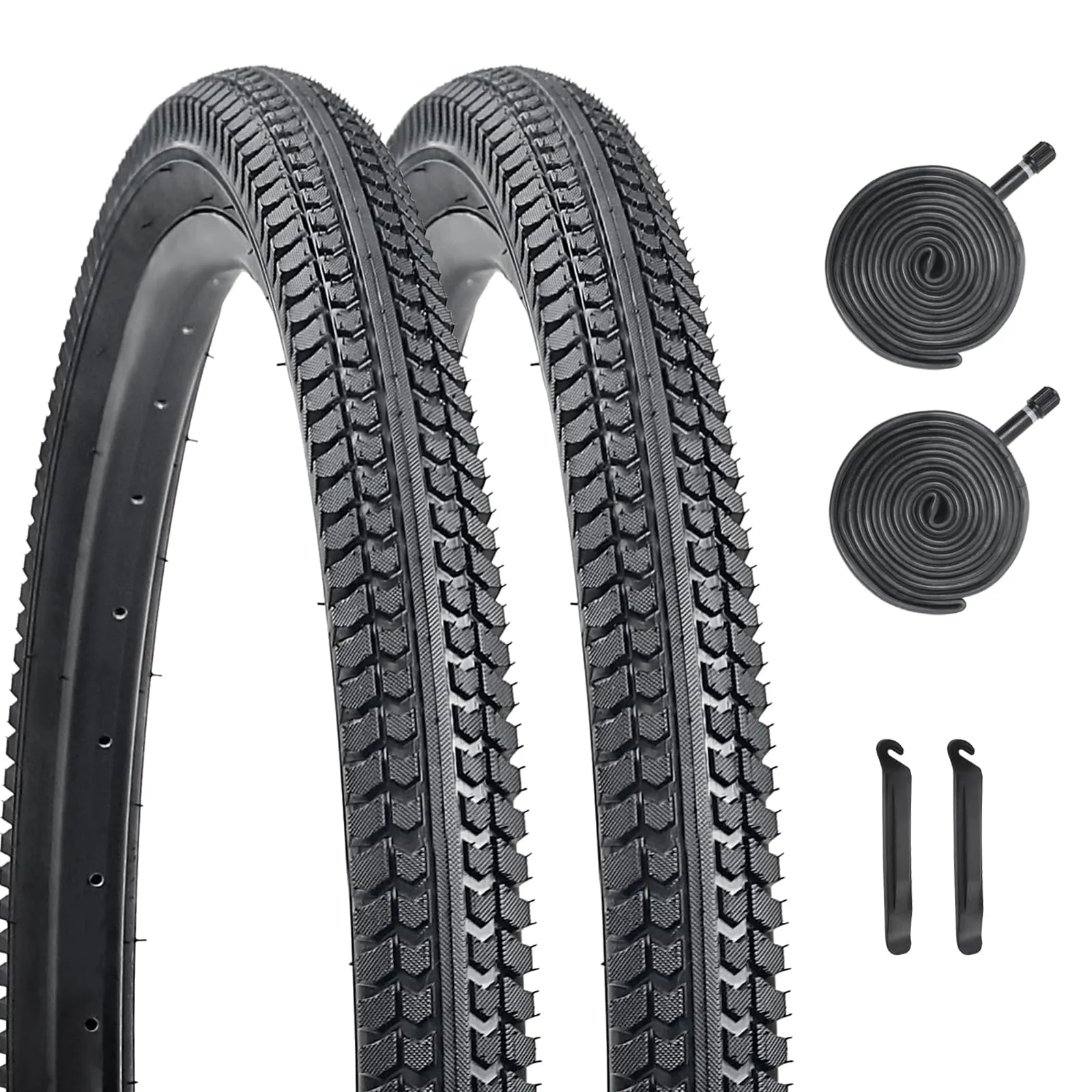 2 Pack 26x2.125 Inch Bike Tires Set with Tubes and Levers for Road and City Biking