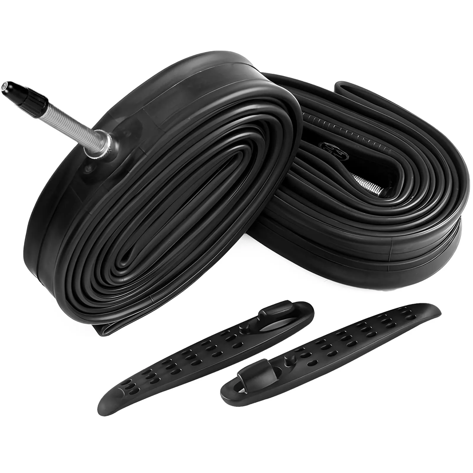 2 Pack 700 x 28-32c Road Bike Inner Tubes with 60mm Presta Valve & Tire Levers for Easy Repair