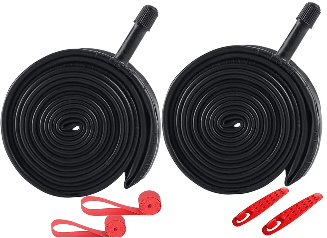 2 Pack 700C Road Bike Tubes 700x35C/38C/40C/43C SV48mm Schrader Valve Durable Butyl Rubber