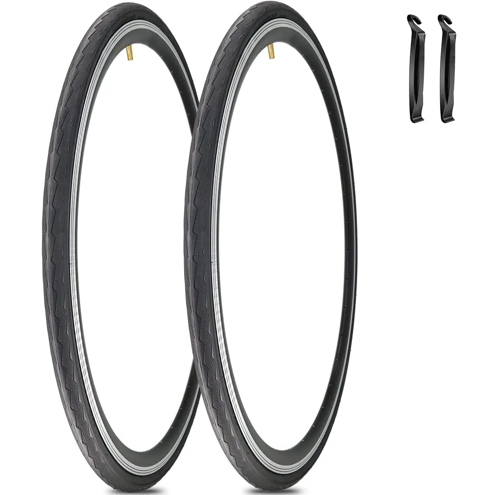 2 Pack 700x28C Foldable Bike Tires 60 TPI Black for Road Bicycles - Durable, Lightweight, Excellent Grip