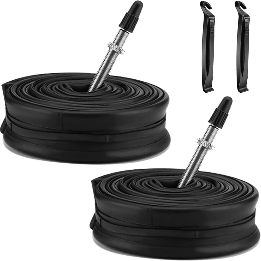 2 Pack 700x32C/35C/38C/40C Presta Valve Bike Inner Tubes with 48mm Valve & Tire Levers