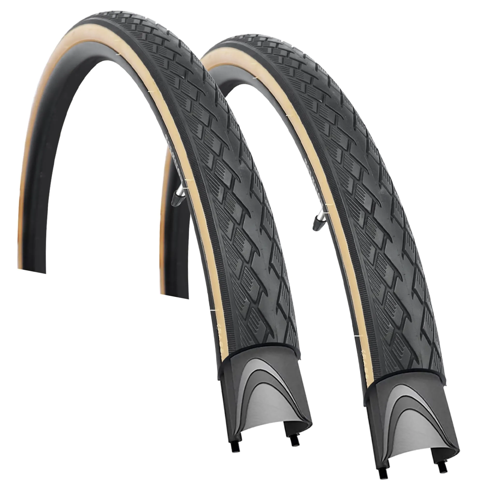 2 Pack 700x35c Road Bike Tires - Brown Side Wall/Black - High-Quality Replacement for Gravel Biking