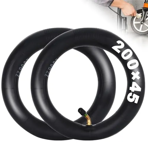 2 Pack of 8x1 1/4 Inner Tubes with Angled Valve Stem for A-Bike Folding Bike and Electric Scooter