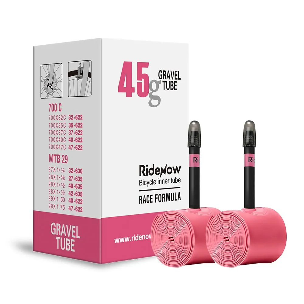 2 Pack Ridenow TPU Inner Tubes 700x32-47c for Gravel Bikes, 45/65mm Presta Valve Options