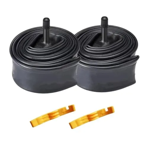 2 Pcs 26 Inch Bike Tubes 26x1.95/2.125 AV33mm Schrader Valve with 2 Tire Levers