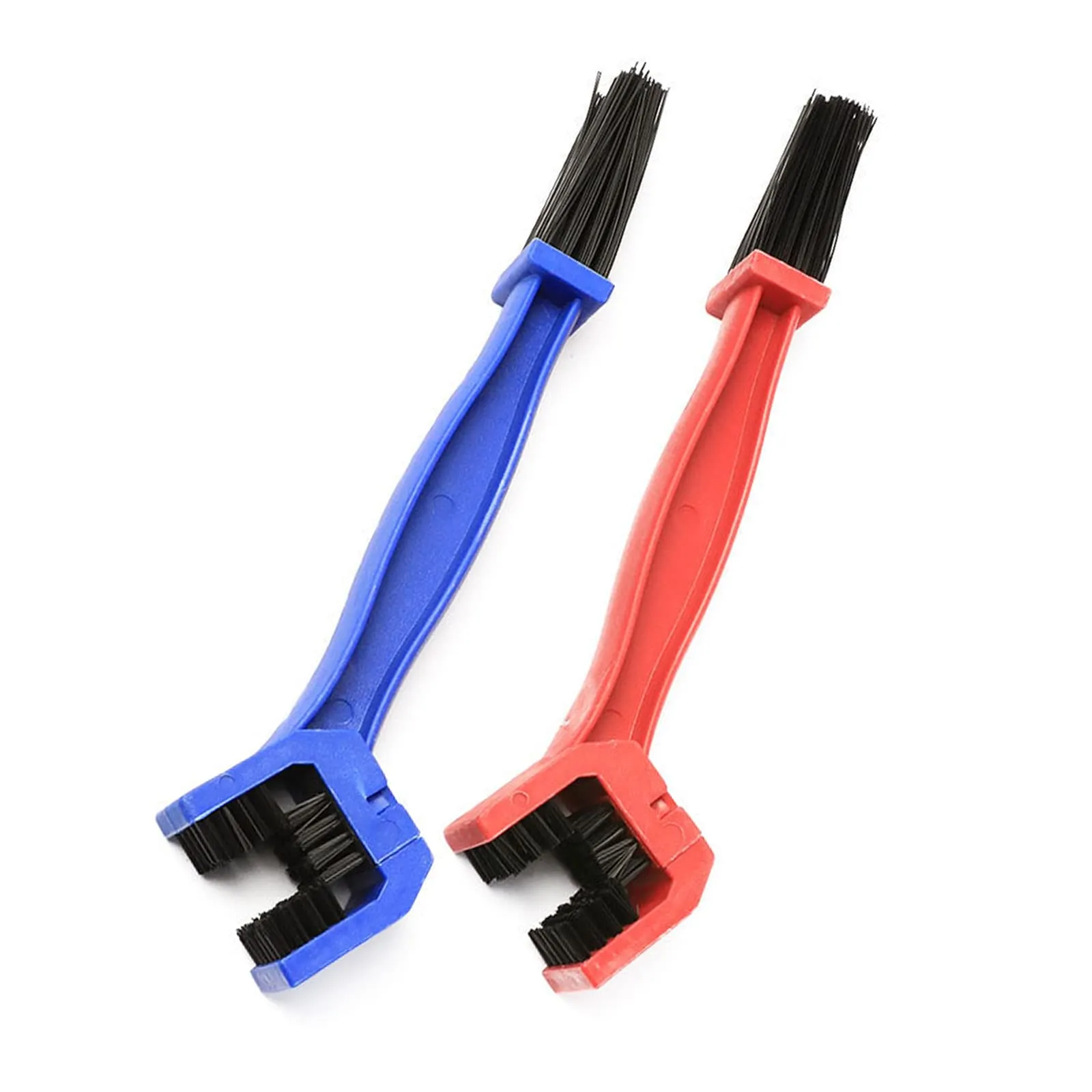 2 PCS Motorcycle Chain Brush Set - Blue & Red - Ideal for All Bikes - Efficient Cleaning Tool