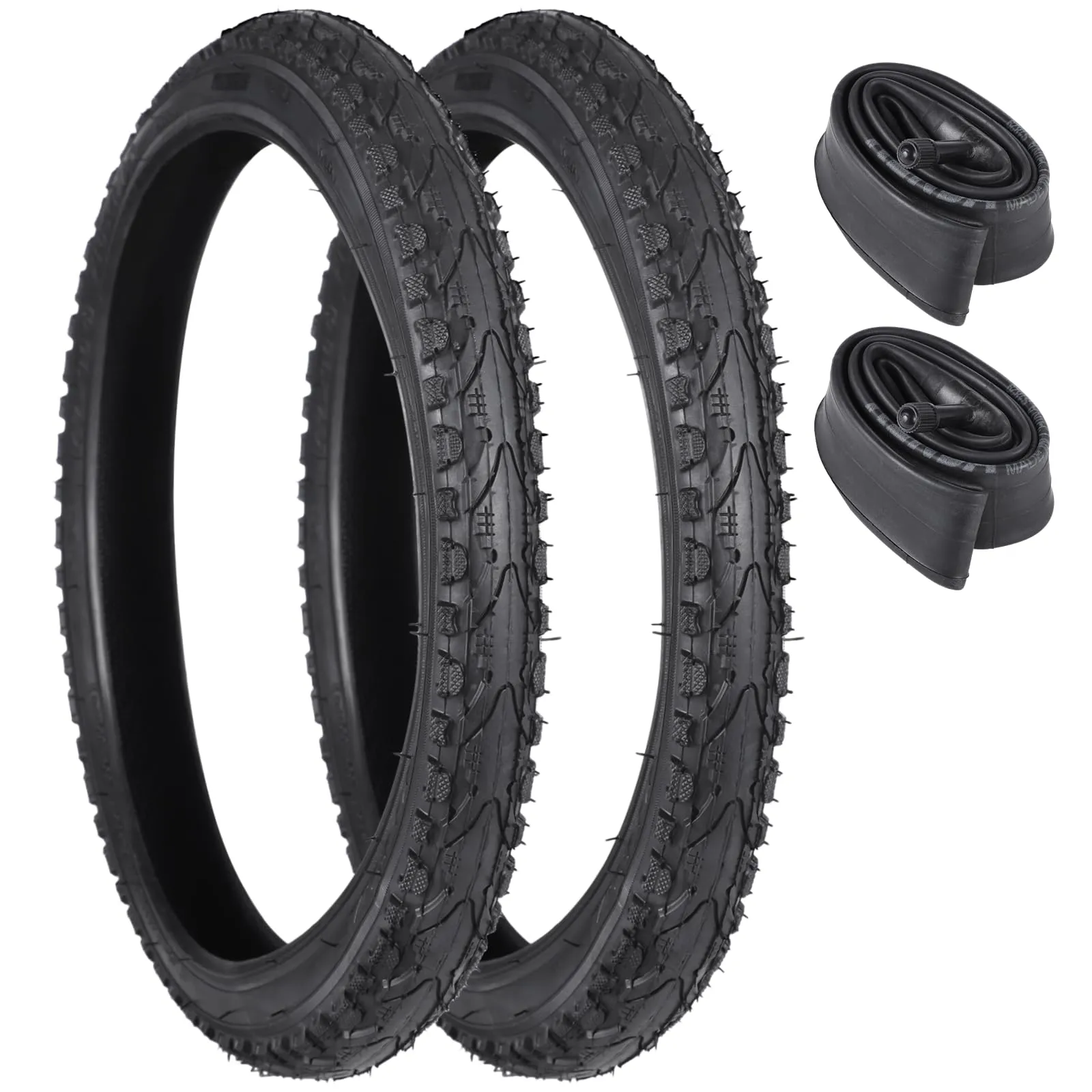 2 Pcs Mountain Bike Tires 16x1.75/47-305 with 2 Pcs Tubes 16” AV 32mm Valve - Puncture-Resistant