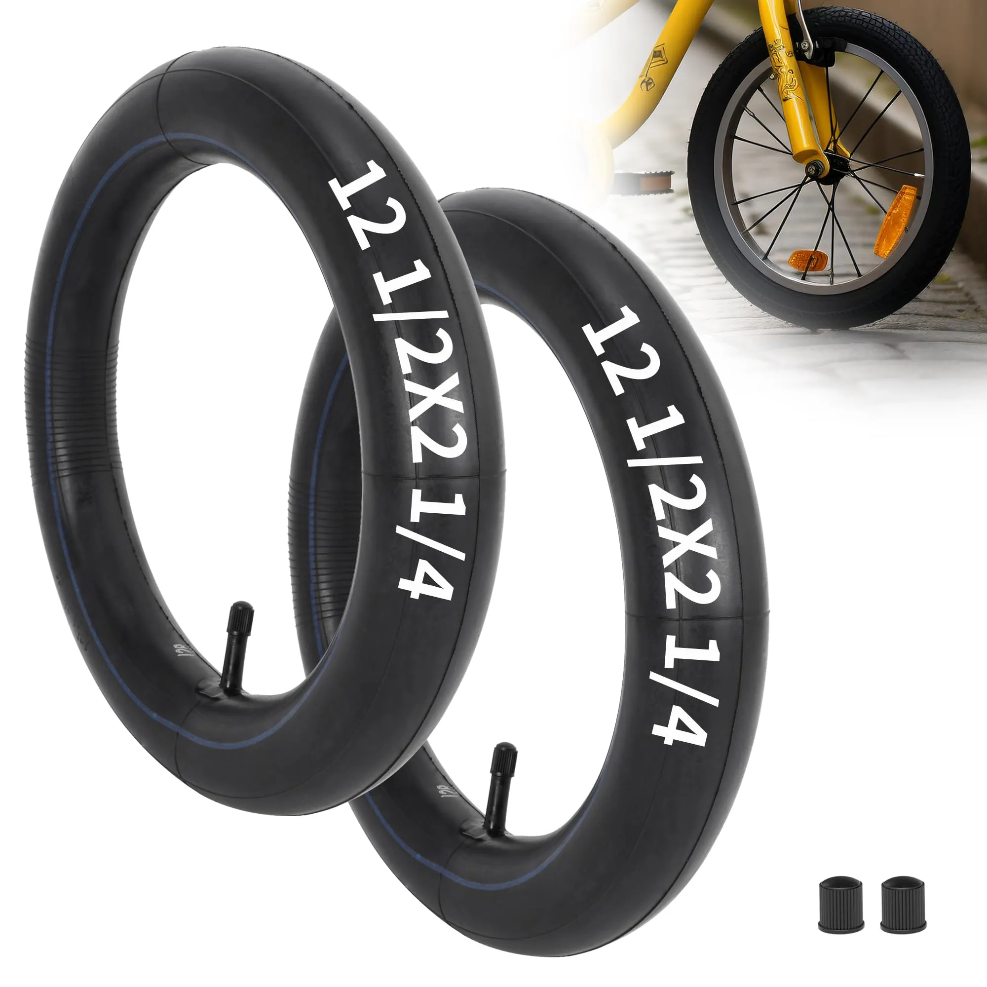 2Pack 12.5x2.25 Bike Inner Tube – Compatible with Dirt Bikes, Strollers, Jetson Kids Bikes, and More